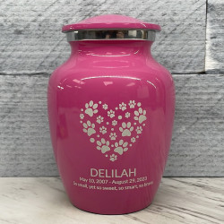 Customer Gallery - Small Pawprint Heart Pet Cremation Urn - Rose Pink