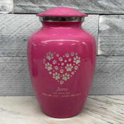 Customer Gallery - Large Pawprint Heart Pet Cremation Urn - Rose Pink