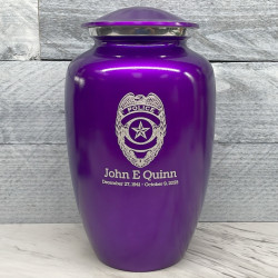 Customer Gallery - Police Cremation Urn - Purple Luster
