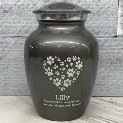 Customer Gallery - Small Pawprint Heart Pet Cremation Urn - Gunmetal Gray