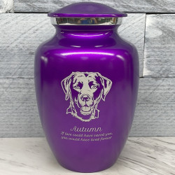 Customer Gallery - Large Black Lab Dog Cremation Urn - Purple Luster