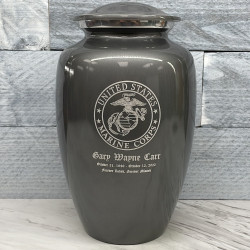 Customer Gallery - Marine Corps Cremation Urn - Gunmetal Gray