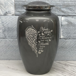 Customer Gallery - Your Wings Were Ready Cremation Urn - Gunmetal Gray