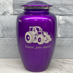 Customer Gallery - Modern Tractor Cremation Urn - Purple Luster