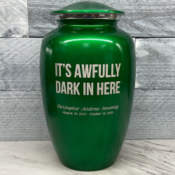 Customer Gallery - It's Awfully Dark In Here Cremation Urn - Shamrock Green