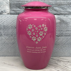 Customer Gallery - Extra Large Pawprint Heart Pet Cremation Urn - Rose Pink