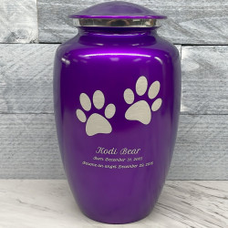 Customer Gallery - Extra Large Paw Prints Pet Cremation Urn - Purple Luster