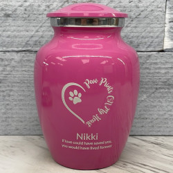 Customer Gallery - Small Paw Prints On My Heart Pet Cremation Urn - Rose Pink