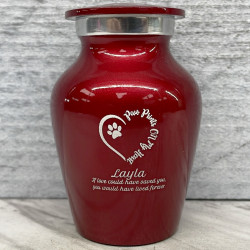 Customer Gallery - Keepsake Paw Prints On My Heart Pet Cremation Urn - Ruby Red