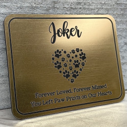 Customer Gallery - DIY Pet Cremation Urn Plate - Paw Heart - Brushed Gold - 3.25" w x 2.5" h