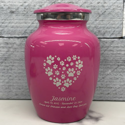 Customer Gallery - Small Pawprint Heart Pet Cremation Urn - Rose Pink