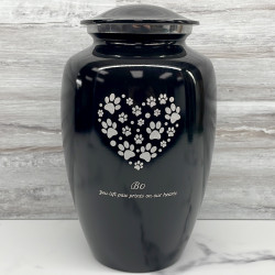 Customer Gallery - Extra Large Pawprint Heart Pet Cremation Urn - Jet Black