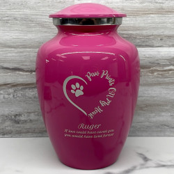Customer Gallery - Large Paw Prints On My Heart Pet Cremation Urn - Rose Pink