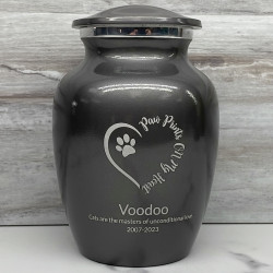 Customer Gallery - Small Paw Prints On My Heart Pet Cremation Urn - Gunmetal Gray