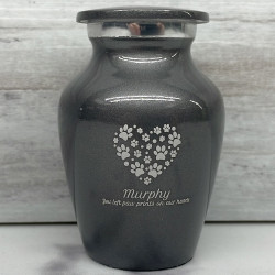 Customer Gallery - Keepsake Pawprint Heart Pet Cremation Urn - Gunmetal Gray