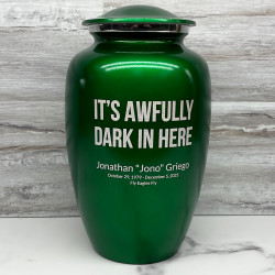 Customer Gallery - It's Awfully Dark In Here Cremation Urn - Shamrock Green