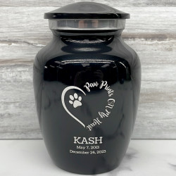 Customer Gallery - Small Paw Prints On My Heart Pet Cremation Urn - Jet Black