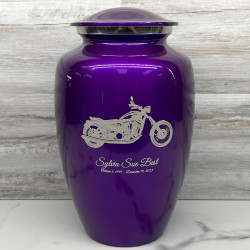 Customer Gallery - Motorcycle Cremation Urn - Purple Luster