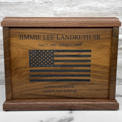 Customer Gallery - American Flag Cremation Urn - Signature Walnut