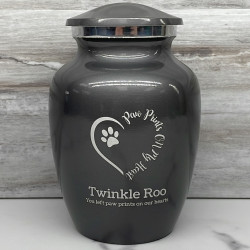 Customer Gallery - Small Paw Prints On My Heart Pet Cremation Urn - Gunmetal Gray