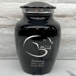 Customer Gallery - Small Sleeping Cat Pet Cremation Urn - Jet Black