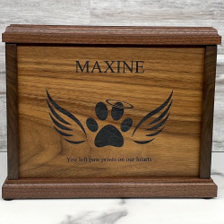 Customer Gallery - Paw Print Angel Wings Pet Cremation Urn - Signature Walnut