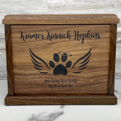 Customer Gallery - Paw Print Angel Wings Pet Cremation Urn - Signature Walnut