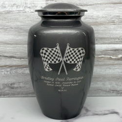 Customer Gallery - Race Checkered Flag Cremation Urn - Gunmetal Gray