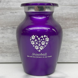 Customer Gallery - Keepsake Pawprint Heart Pet Cremation Urn - Purple Luster