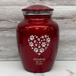Customer Gallery - Small Pawprint Heart Pet Cremation Urn - Ruby Red