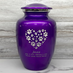 Customer Gallery - Large Pawprint Heart Pet Cremation Urn - Purple Luster