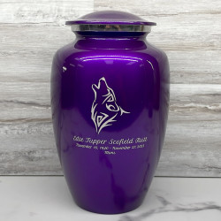 Customer Gallery - Wolf Cremation Urn - Purple Luster