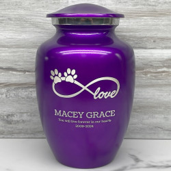 Customer Gallery - Large Infinite Love Pet Cremation Urn - Purple Luster