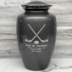 Customer Gallery - Hockey Sticks Cremation Urn - Gunmetal Gray