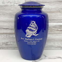 Customer Gallery - Sailing Ship Cremation Urn - Midnight Blue