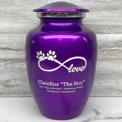 Customer Gallery - Large Infinite Love Pet Cremation Urn - Purple Luster