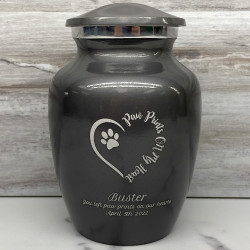 Customer Gallery - Small Paw Prints On My Heart Pet Cremation Urn - Gunmetal Gray