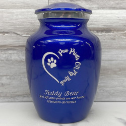 Customer Gallery - Small Paw Prints On My Heart Pet Cremation Urn - Midnight Blue