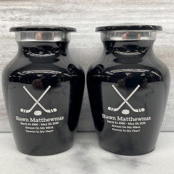 Customer Gallery - Hockey Sticks Keepsake Urn - Jet Black