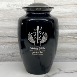 Customer Gallery - Electric Guitar Angel Wings Cremation Urn - Jet Black