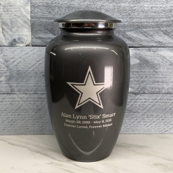 Customer Gallery - Dallas Star Cremation Urn - Gunmetal Gray