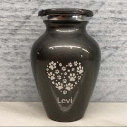Customer Gallery - Keepsake Pawprint Heart Pet Cremation Urn - Gunmetal Gray