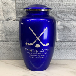 Customer Gallery - Hockey Sticks Cremation Urn - Midnight Blue