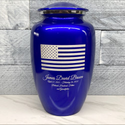 Customer Gallery - American Flag Cremation Urn - Midnight Blue