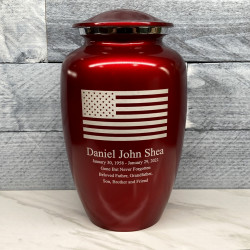 Customer Gallery - American Flag Cremation Urn - Ruby Red
