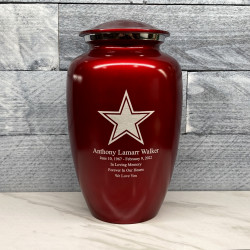 Customer Gallery - Dallas Star Cremation Urn - Ruby Red
