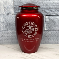 Customer Gallery - Marine Corps Cremation Urn - Ruby Red