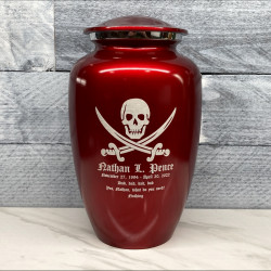 Customer Gallery - Pirate Skull Cremation Urn - Ruby Red