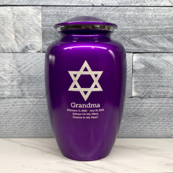 Customer Gallery - Star of David Cremation Urn - Purple Luster
