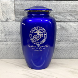 Customer Gallery - Marine Corps Cremation Urn - Midnight Blue